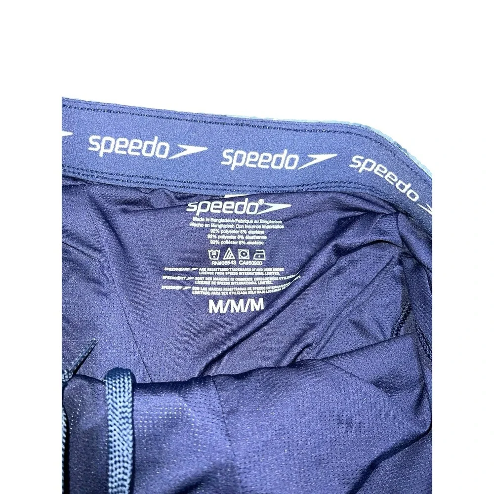 Speedo Swim Trunks Blue Floral Print Sz‎ Medium Drawstring Waist Pockets Lined